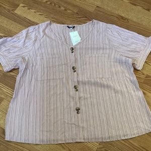 BloomChic Mauve Textured Tie Sleeve V~Neck Blouse Size 22~24